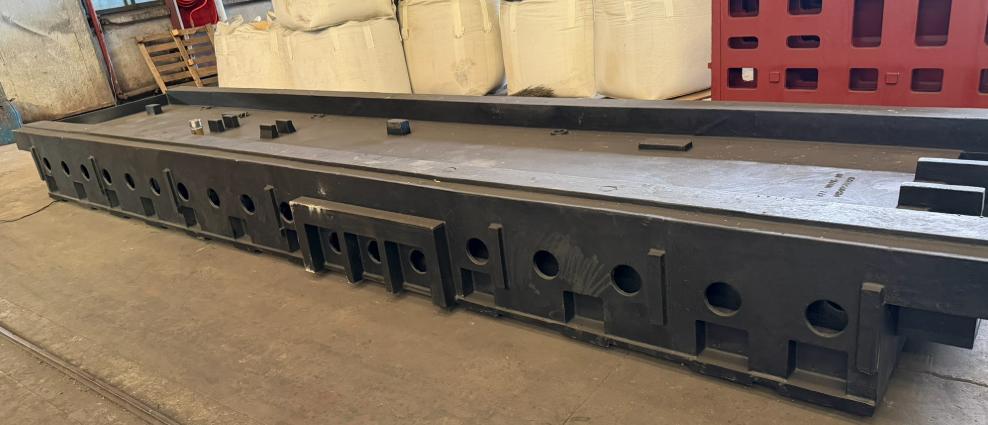 New machine bed in the workshop during a full retrofit
